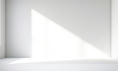 Abstract white studio background for product presentation. Empty room with shadows of window. Display product with blurred backdrop, Generative AI 