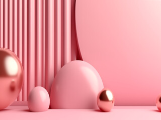 pink abstract background with gold ball