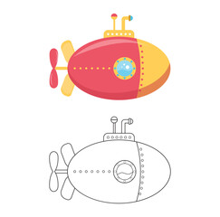 Submarine Coloring Pages Outline with Clipart