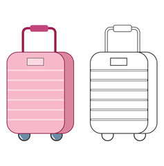 Travel Suitcase Coloring Page Outline with Clipart Cartoon Summer vacation Holiday Coloring page
