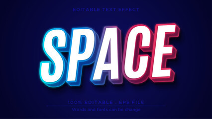 Space 3d editable text effect. Neon text mockup