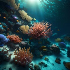 Naklejka na ściany i meble coral reef and clear water