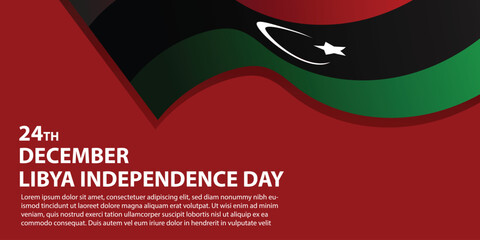 Vector Libyan National Day in December 24th, poster or banner celebrating independence - obrazy, fototapety, plakaty