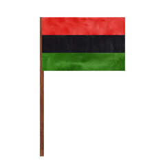 Pan African UNIA flag, red black green horizontal stripes. Juneteenth, Black history month, Kwanzaa. Hand drawn watercolor illustration isolated background. - obrazy, fototapety, plakaty