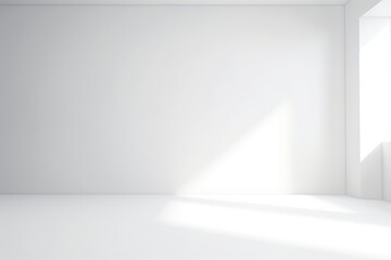 Abstract white studio background for product presentation. Empty room with shadows of window. Display product with blurred backdrop, Generative AI 