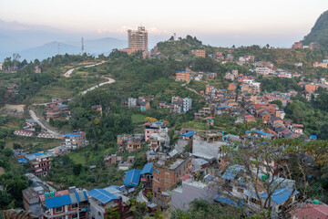 Bandipur Historic Town with Himalaya Mountains in the Background