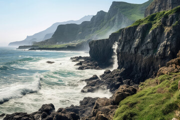 Obraz premium Ocean water blue landscape travel nature beach coastline coast cliff island sea