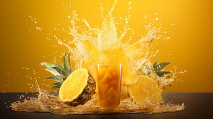 A splash of tangy pineapple juice frozen in motion, the energy and zest of this tropical fruit captured in a moment of sheer exhilaration.