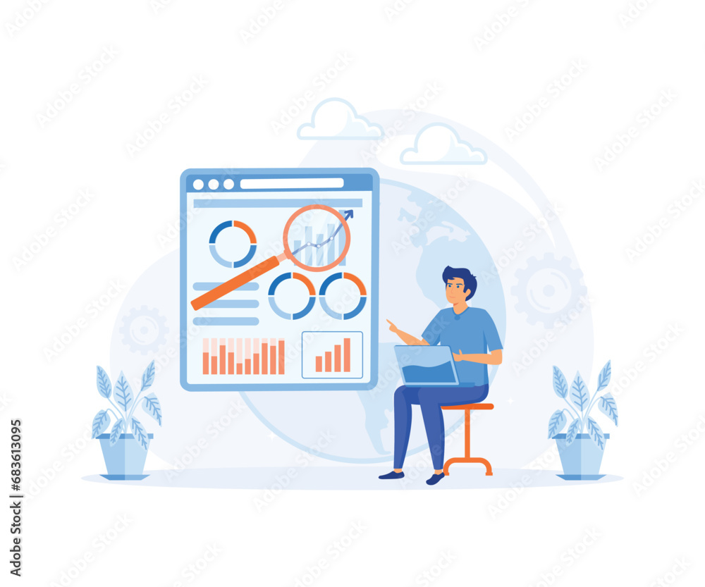 Aufkleber data driven business model abstract. data analytics, data driven business, comprehensive strategy, n