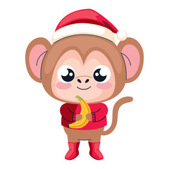 cute animal christmas monkey