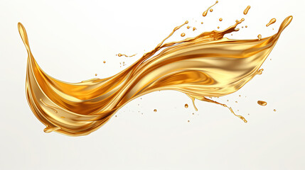 Gold Liquid Splash Isolated On An Empty White Background