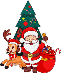 Santa claus with reindeer celebration christmas