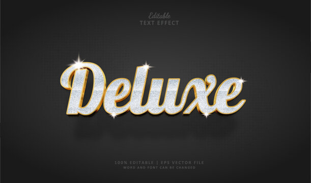 Deluxe Text effect 3d style luxury silver gold grain. 