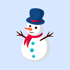 Vector cute snowman christmas with black hat vector illustration