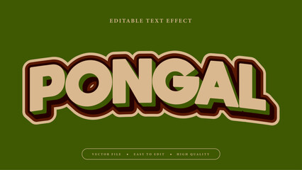 Editable text effect. Beige pongal text on green background.