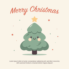 Fototapeta na wymiar Merry Christmas Instagram design with flat illustration vector graphic