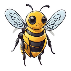 Bee Icon Cartoon with transparent background
