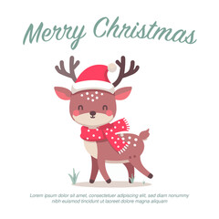 Merry Christmas Instagram design with flat illustration vector graphic