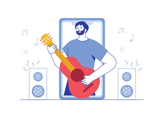 Fototapeta premium Content creator is creating music content. Content creator illustration.