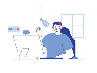 Content creators are making podcasts. Content creator illustration.