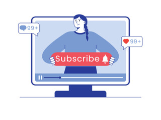 Content creator making live streaming. Content creator illustration.