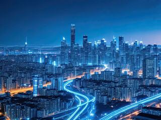 Сity traffic. Bright Blue Business Background