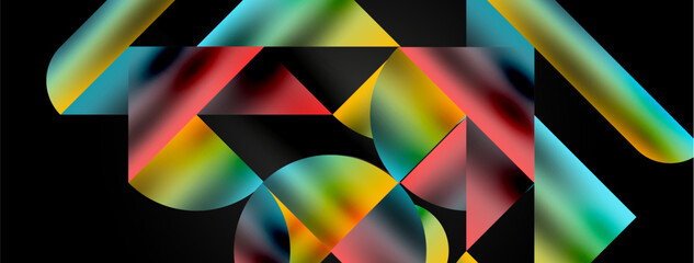 Mosaic pattern composition featuring harmonious interplay of triangles, lines, and round elements, creating a visually engaging and dynamic design for posters, covers, banners, brochures, websites