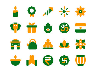 Diwali Icon Pack Two-Tone Style. Religion and Cultural Icons Collection, Perfect for Websites, Landing Pages, Mobile Apps, and Presentations. Suitable for UI UX.