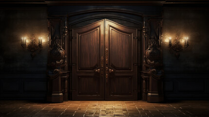 Fototapeta na wymiar A mysterious door partially open, hinting at the secrets hidden behind it