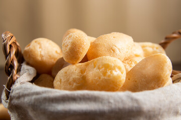 Close up Brazilian starch biscuit in a basket