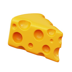 Cheese Wedge 3D Icon Isolated Transparent Background