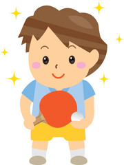 笑顔で卓球を楽しむ子供
