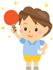 笑顔で卓球を楽しむ子供