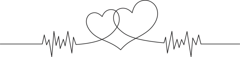 Love live heartbeat line art stock vector