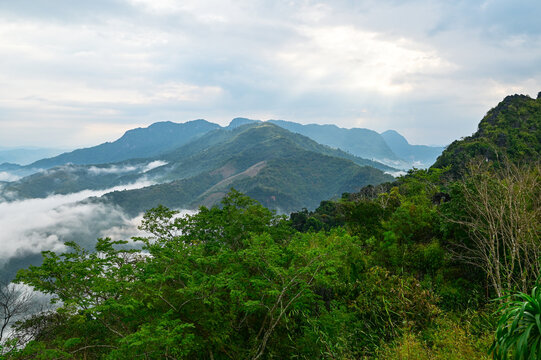 High Angle View beautiful landscape in luang prabang, Laos