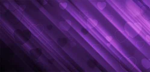 Fotobehang Violet smooth stripes and hearts abstract St Valentines Day background. Vector design © saicle
