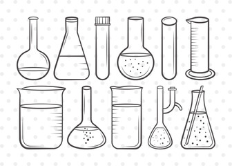 Test Tube Clipart SVG Cut File | Chemistry Tools Svg | Flask Svg | Tube Svg | Chemistry Beaker Svg | Beaker Svg | Test Tube Svg Bundle - obrazy, fototapety, plakaty