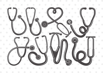Stethoscope Clipart SVG Cut File | Stethoscope Heart Svg | Nurse Stethoscope Svg | Doctor Stethoscope Svg | Medical Icons Svg | Stethoscope Svg | Stethoscope Svg Bundle