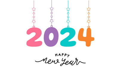  2024. Happy New Year 2024. 2024 doodle Happy New Year Calligraphy