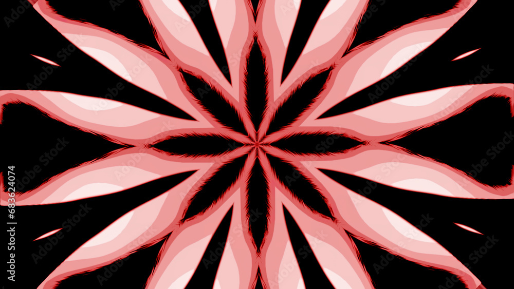 Poster abstract blinking psychedelic shapes looking like kaleidoscope. design. fractal rotating pattern on 