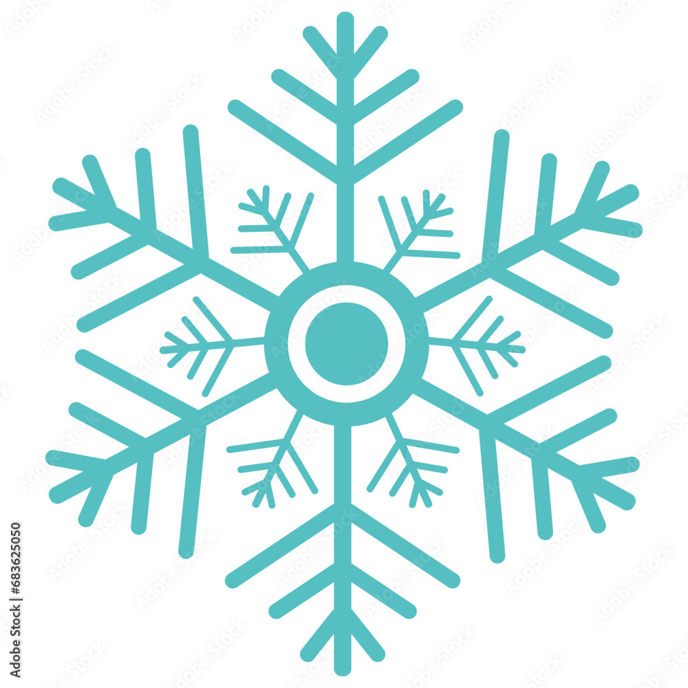 Wall mural Snowflake icon in flat design style isolated on white background.
