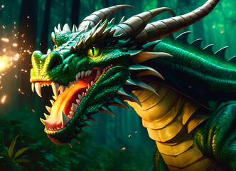 Green Dragon in the forest