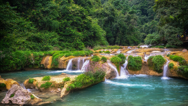 The beautiful stream waterfall in Libo, Guizhou, China
