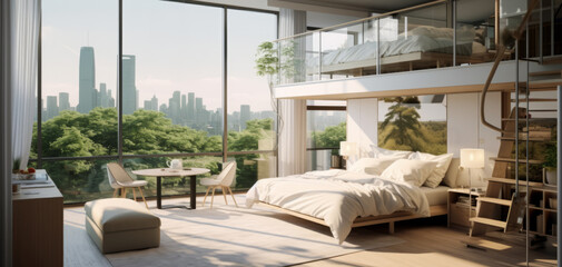 A Luxurious Fusion of Nature and Design with Bedroom by Ai generate.