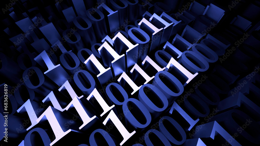 Poster abstract 1 and 0 numbers waving background. design. binary code, concept of technologies.