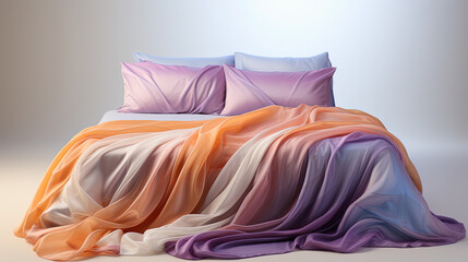 Fototapeta na wymiar A Contemporary Art Dramatic Bedroom With Soft Purple Linen Cloth Adventure Themed Background