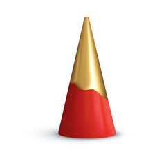 Vector gold and red cone isolated on white background