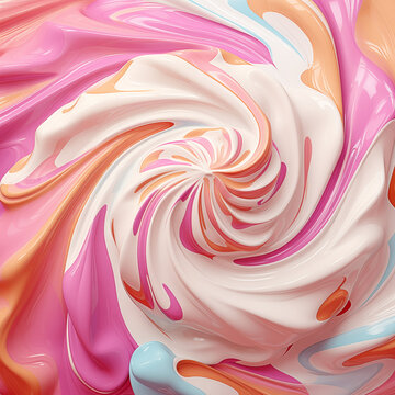 swirls of melty ice cream pastel pink and white neapolitan  background 