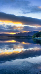 Amazing vibrant sunrise colours over Lake  Tekapo