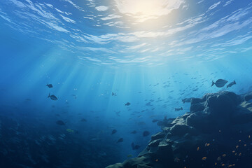 Fototapeta na wymiar World ocean day, underwater sea deeb, concept of ecology and sustainable development